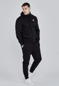 SikSilk Black Essential Zip Through Funnel Hoodie -Modern Men Wear Shop SS 24857 4