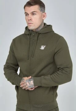 SikSilk Khaki Essential Zip Through Funnel Hoodie