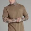 SikSilk Brown Relaxed Fit T-Shirt