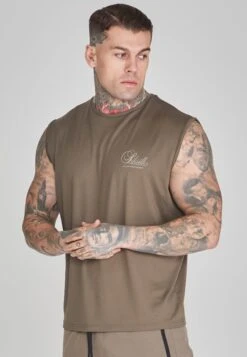 SikSilk Brown Relaxed Logo Vest