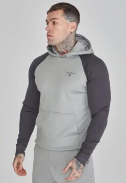 SikSilk Grey Marl Muscle Fit Hoodie