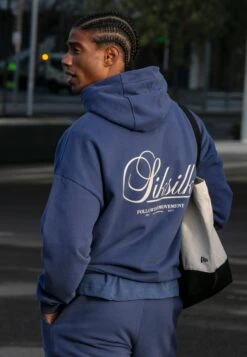 SikSilk Navy Graphic Hoodie