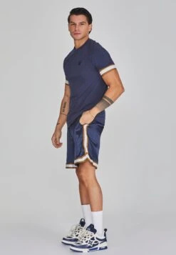 SikSilk Navy Tech T-Shirt -Modern Men Wear Shop SS 26442 4