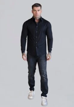 SikSilk Black Essentials Long Sleeve Shirt -Modern Men Wear Shop SS 26462 3