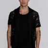 SikSilk Black Lace Resort Shirt