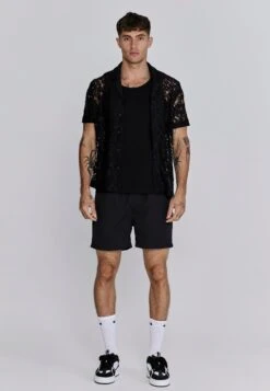 SikSilk Black Lace Resort Shirt -Modern Men Wear Shop SS 26484 3