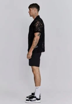 SikSilk Black Lace Resort Shirt -Modern Men Wear Shop SS 26484 4