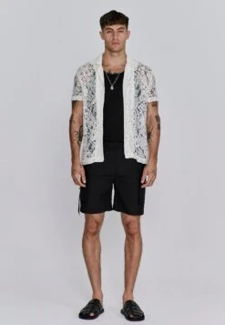 SikSilk Ecru Lace Resort Shirt -Modern Men Wear Shop SS 26485 3
