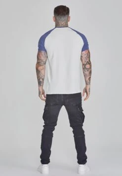 SikSilk Ecru Blue Raglan T-Shirt -Modern Men Wear Shop SS 26496 5