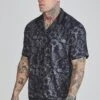 SikSilk Black Bowling Shirt -Modern Men Wear Shop SS 26545 1