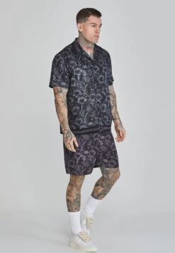 SikSilk Black Bowling Shirt -Modern Men Wear Shop SS 26545 4