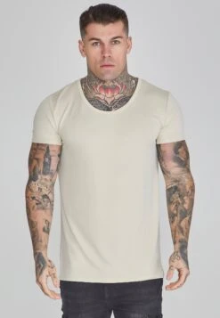 SikSilk Ecru Muscle Fit T-Shirt
