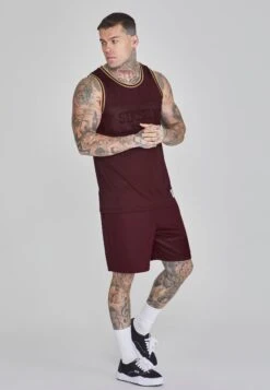 SikSilk Burgundy Basketball Vest -Modern Men Wear Shop SS 26628 4