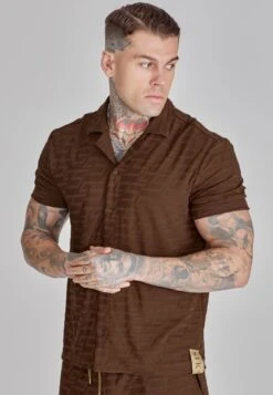 SikSilk Brown Towelling Shirt