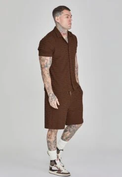 SikSilk Brown Towelling Shirt -Modern Men Wear Shop SS 26661 4