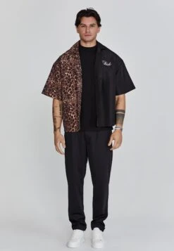 SikSilk Black Animal Print Shirt -Modern Men Wear Shop SS 26666 4