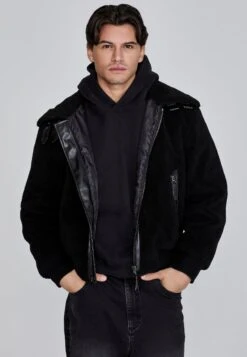 SikSilk Black Sherpa Bomber Jacket