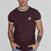 SikSilk Burgundy Ringer T-Shirt