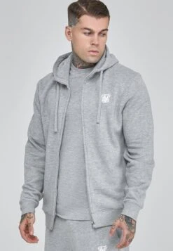 SikSilk Grey Essentials Full Zip Hoodie