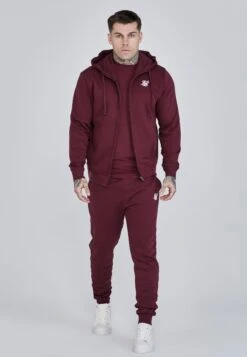 SikSilk Burgundy Essentials Full Zip Hoodie -Modern Men Wear Shop SS 26982 2