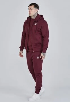 SikSilk Burgundy Essentials Full Zip Hoodie -Modern Men Wear Shop SS 26982 4