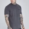 SikSilk Grey Script T-Shirt -Modern Men Wear Shop SS 27048 1