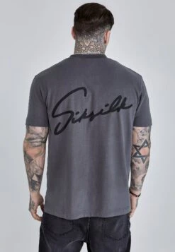 SikSilk Grey Script T-Shirt -Modern Men Wear Shop SS 27048 3
