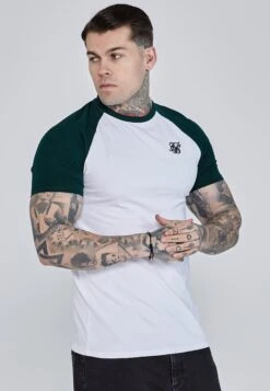 SikSilk White Green Raglan T-Shirt
