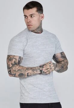 SikSilk Light Grey Rib Knit T-Shirt