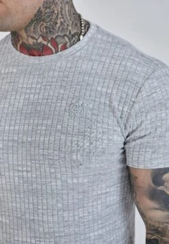 SikSilk Light Grey Rib Knit T-Shirt -Modern Men Wear Shop SS 27086 3