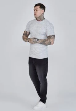 SikSilk Light Grey Rib Knit T-Shirt -Modern Men Wear Shop SS 27086 4