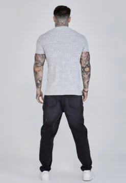 SikSilk Light Grey Rib Knit T-Shirt -Modern Men Wear Shop SS 27086 5
