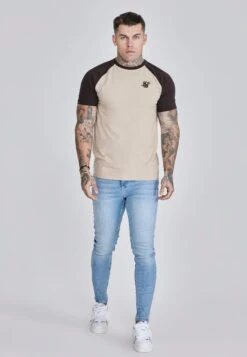 SikSilk Beige Brown Raglan T-Shirt -Modern Men Wear Shop SS 27237 3