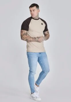 SikSilk Beige Brown Raglan T-Shirt -Modern Men Wear Shop SS 27237 4