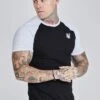 SikSilk Black White Raglan T-Shirt