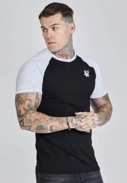 SikSilk Black White Raglan T-Shirt