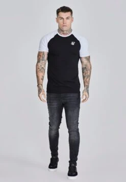 SikSilk Black White Raglan T-Shirt -Modern Men Wear Shop SS 27239 3