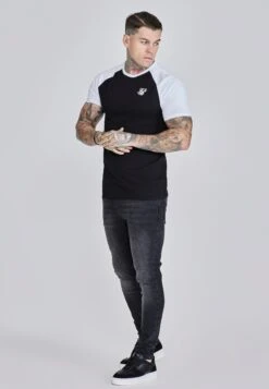 SikSilk Black White Raglan T-Shirt -Modern Men Wear Shop SS 27239 4