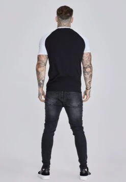 SikSilk Black White Raglan T-Shirt -Modern Men Wear Shop SS 27239 5