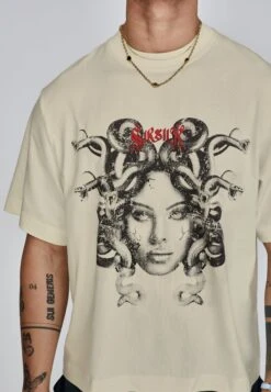 SikSilk Ecru Medusa T-Shirt -Modern Men Wear Shop SS 27245 3