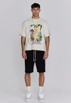 SikSilk Ecru Graphic T-Shirt -Modern Men Wear Shop SS 27269 3