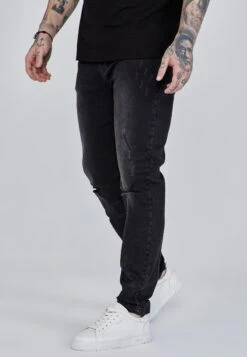 SikSilk Black Distressed Slim Fit Jeans