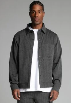 SikSilk Grey Pinstripe Jacket