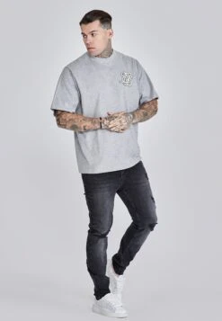 SikSilk Grey Marl Logo T-Shirt -Modern Men Wear Shop SS 27349 4