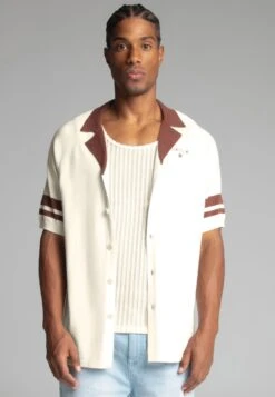 SikSilk Ecru Retro Resort Shirt