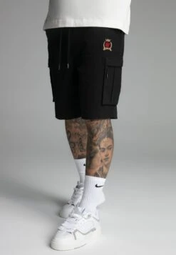 SikSilk Black Cargo Shorts