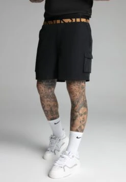 SikSilk Black Cargo Swim Short