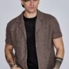 SikSilk Brown Textured Resort Shirt -Modern Men Wear Shop SS 27442 1