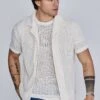 SikSilk Ecru Textured Resort Shirt -Modern Men Wear Shop SS 27443 1