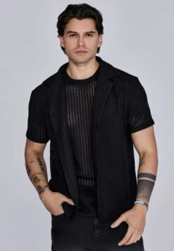 SikSilk Black Textured Resort Shirt